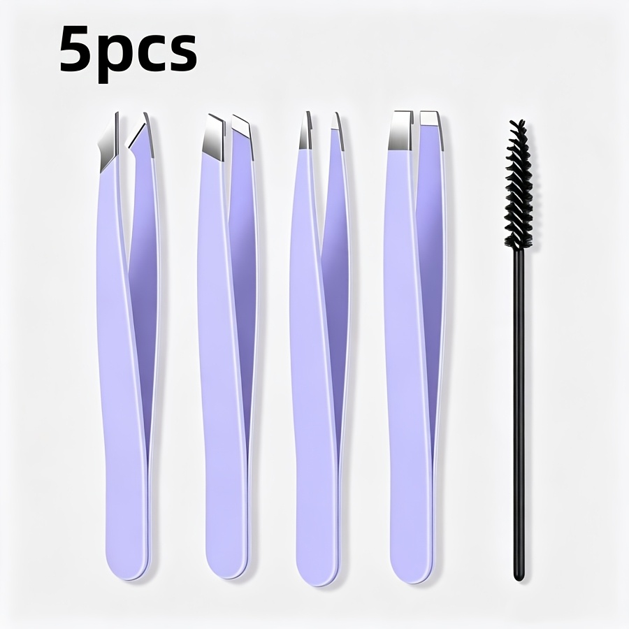 Eyelash Extension Remover - Edelstahl 5-teiliges Set Lila Pinzetten für