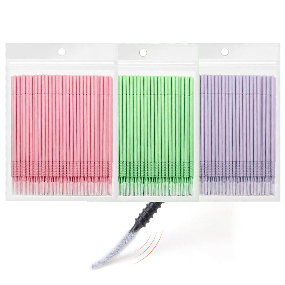 Eyelash Extension Adhesive - 500 Stück Wimpernverlängerungs-Reinigungstupfer mit Langer/Kurzer Spitze,