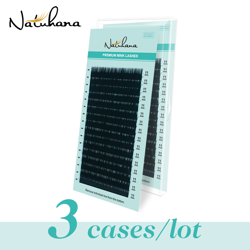 Eyelash Extension Korea Natural - NATUHANA 3 Packungen/Set Nerz-Wimpernverlängerung 16 Reihen