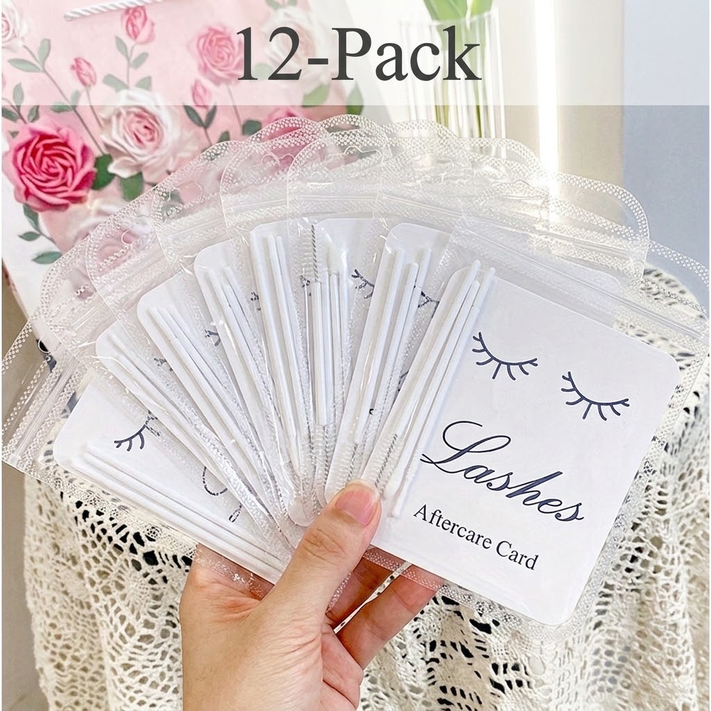 Eyelash Extension Logo - 12-teiliges Wimpern-Pflegeset für Kunden, inklusive Wimpern-Pflegekarte,