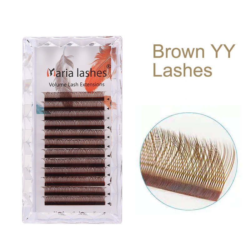 Eyelash Extension Logo - MARIA Brown YY-förmige Wimpern, bunt, YY-Typ,