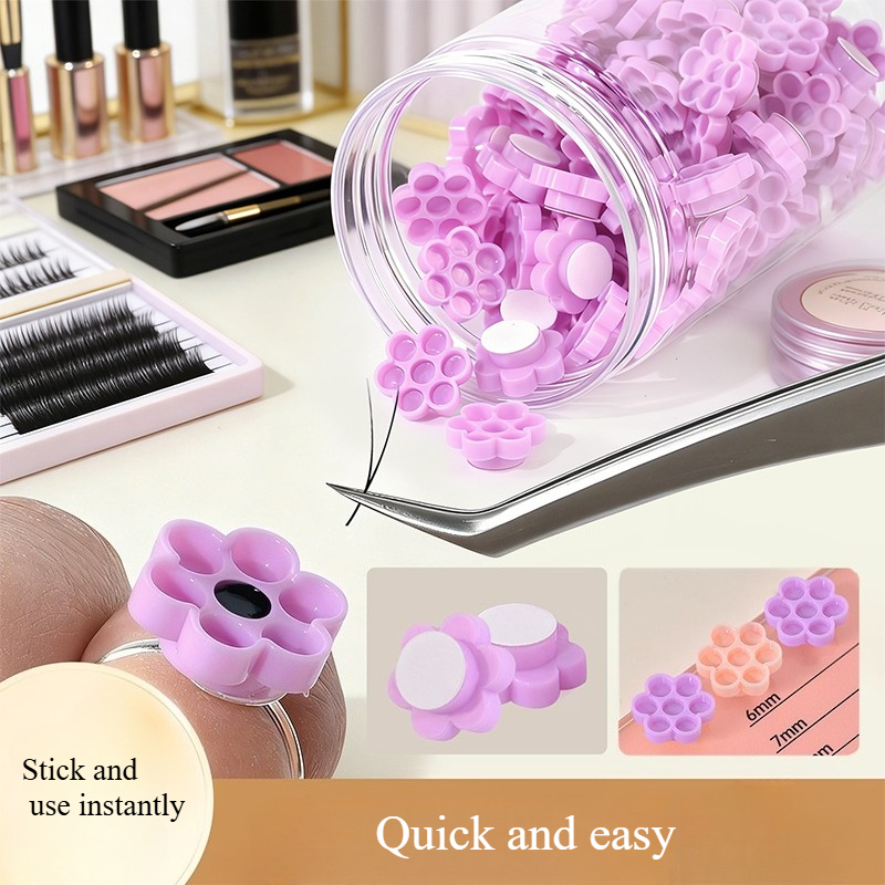 Eyelash Extension Adhesive - 120 Stück Wimpernverlängerungs-Kleberhalter, Wabenförmige Wimpernkleberbecher mit