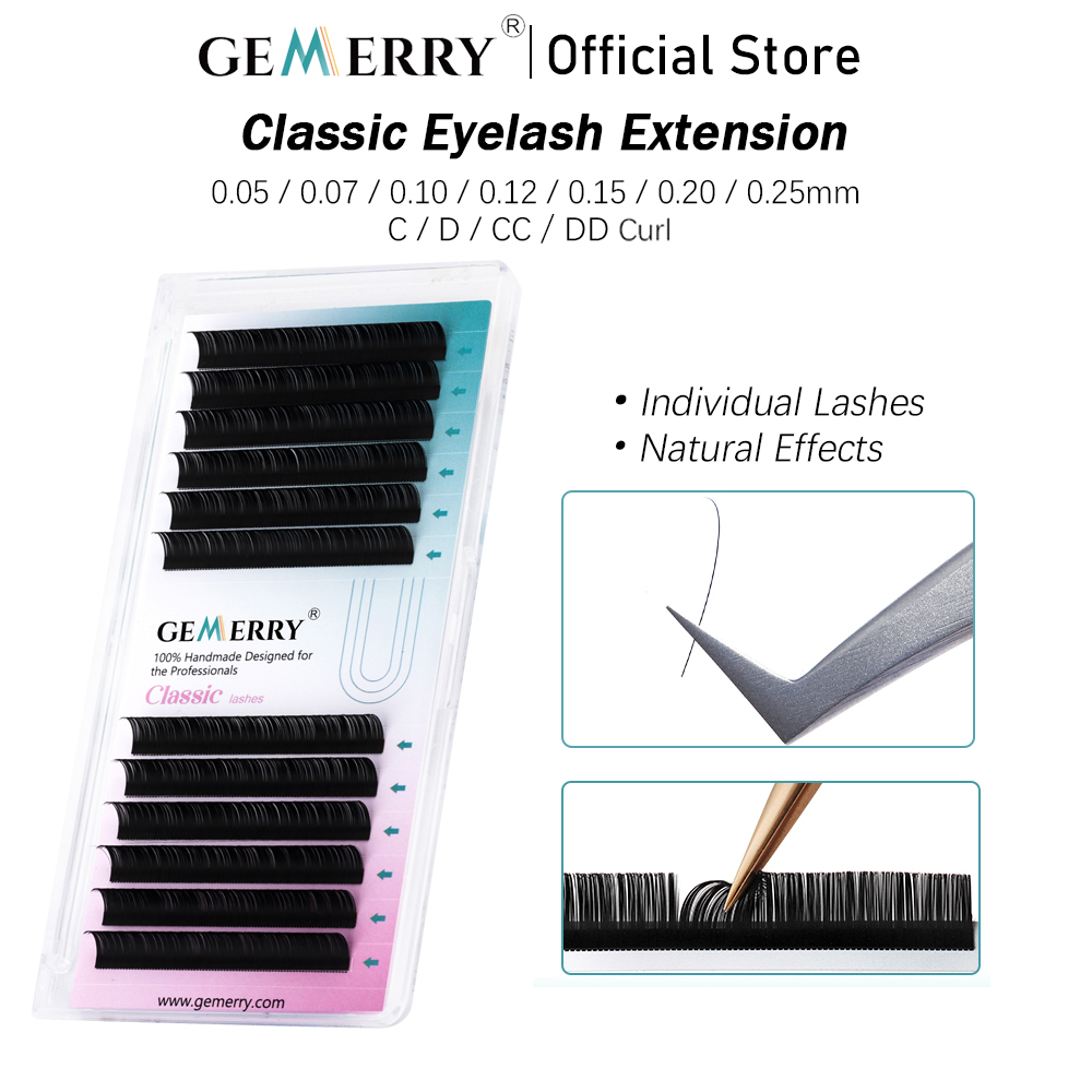 Eyelash Extension Korea Natural - GEMERRY 25mm Einzelne Wimpernverlängerungen Natürliche Weiche