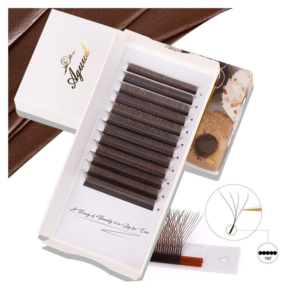 Eyelash Extension Yy - AGUUD Braune 4D W-förmige Wimpernverlängerungen, automatisch