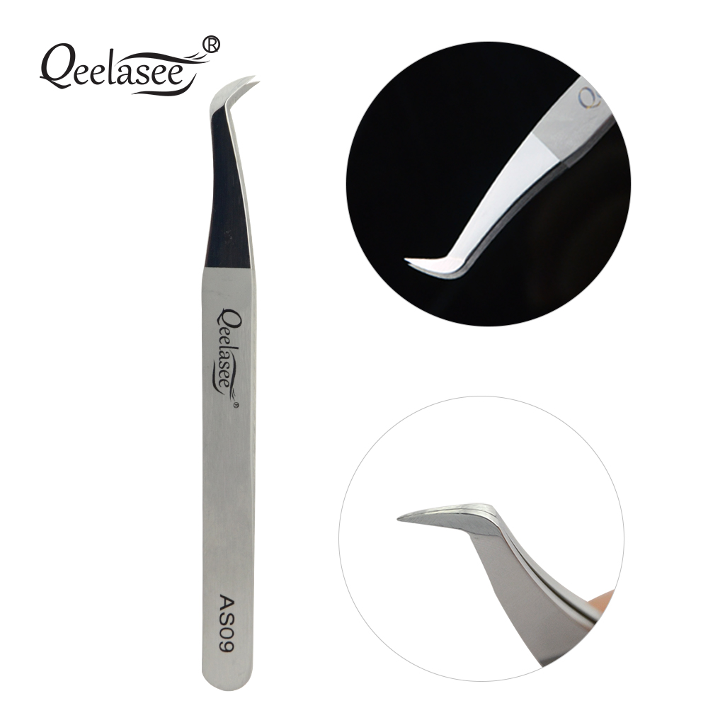 Eyelash Extension Logo - Qeelasee AS09 Edelstahl-Volumen-Wimpernpinzette ohne Logo 3D-6D