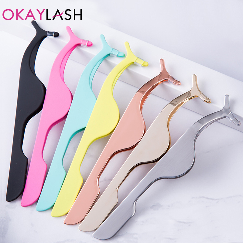 Eyelash Extension Logo - OKAYLASH Pinzette aus Edelstahl, goldfarben, für