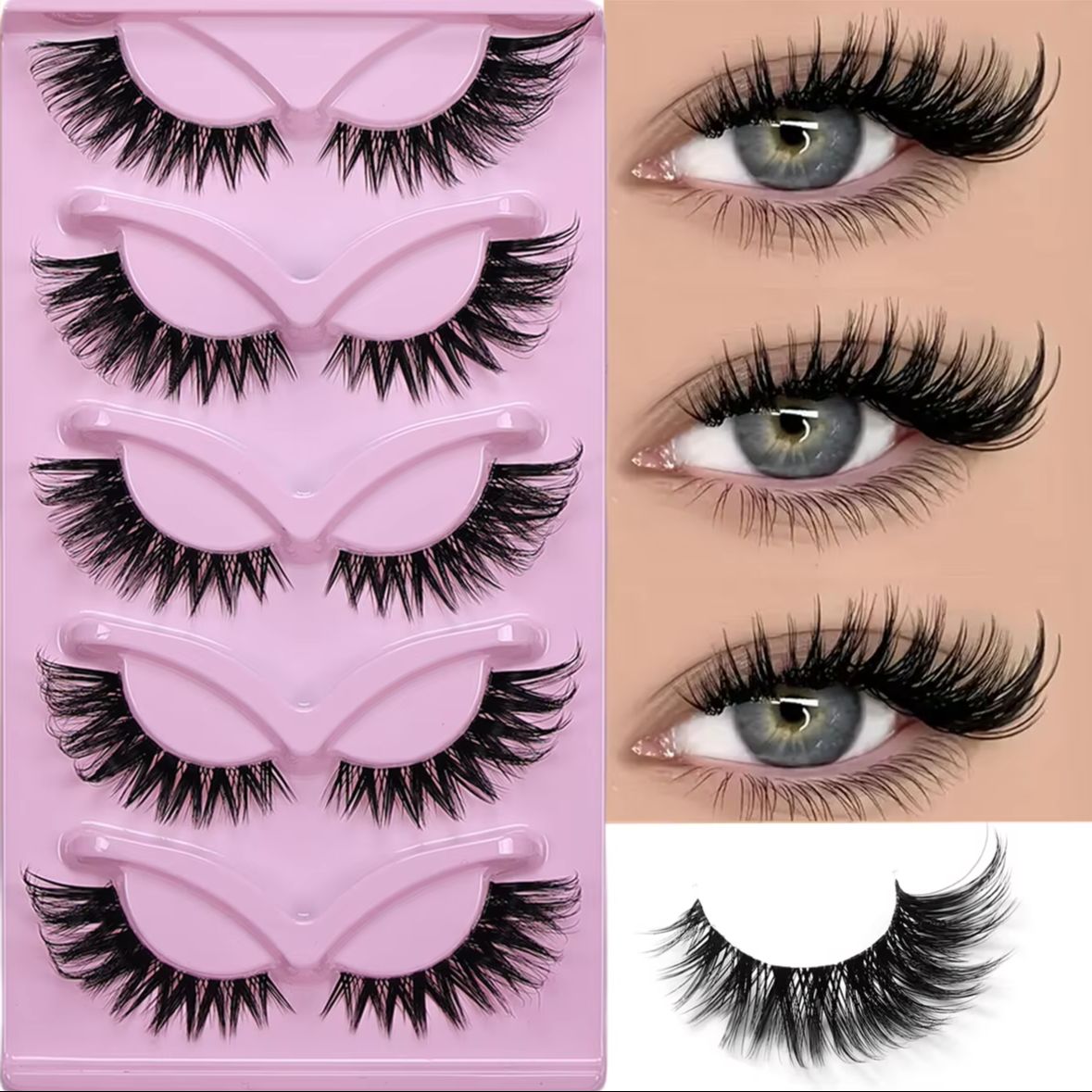 5 Paar Cat-Eye-Kunstwimpern, f – Eyelash Extension Volume Cat Eye Bewertung und Preis